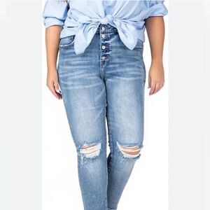 We The Free Denim FP Jeans Womens Size 25 Blue Button Fly Distressed Free People